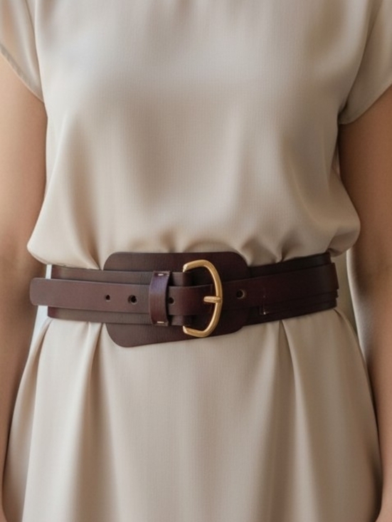 Holt Renfrew Accessories - Holt Renfrew Luxe Brown Leather Belt Made in Canada Gold Buckle Timeless Classic